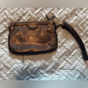 Fossil Black Trio Compartment Shoulder Bag Wristlet Convertible Handbag